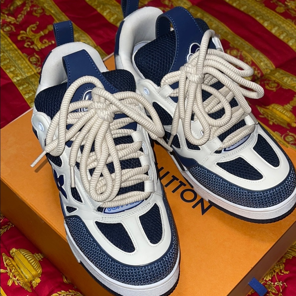 Louis Vuitton Navy and Cream Lv skate sneakers